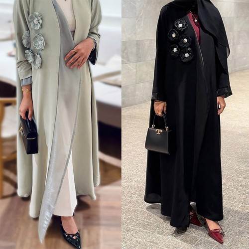 Flower beads abaya open kimono - flower,