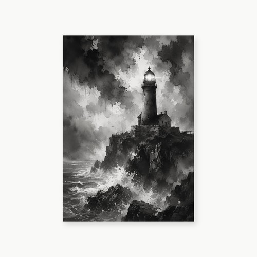 Lighthouse art print - a4,