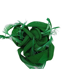 EMERALD GREEN MESH FASCINATOR - Mesh flowers with feathers - clip & headband
