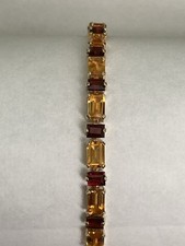 9ct Gold Citrine & Garnet Tennis Bracelet