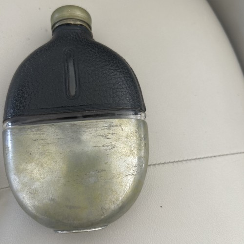 Vintage glass leather clad - , leather-clad