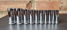 DeWalt Set of 10 SAE / A/F 3/8" & 1/4" drive 6-point  deep sockets 3/4" to 1/4"
