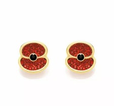 Poppy Earrings Gold Plated Red