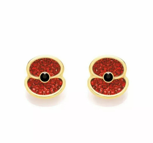 Poppy earrings gold plated red - poppy,