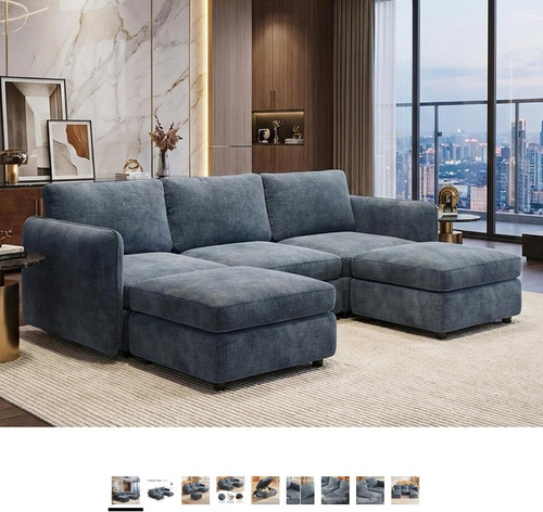 Blue modular sofa - modular, 2