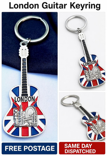 London guitar keyring - london,