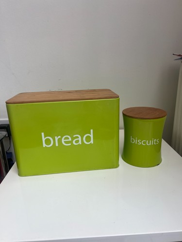 Lime green metal bread bin - green, &