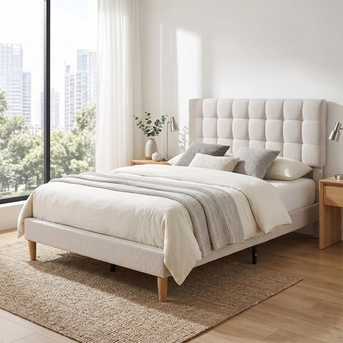 Upholstered double bed - bed, frame