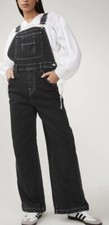 Ex Next Wide Leg Denim Dungarees Black/Charcoal Sizes 8 10 12 14 16 18 20