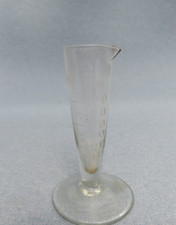 Antique Glass Conical Measuring Jug Flask Apothecary Medical Etched