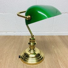Retro Style Bankers Lamp with Green Glass Shade Faulty Spares & Repair