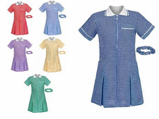 Girls Gingham Check Pleated