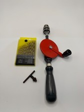 1/4" Double Pinion Hand Drill Chuck Wooden Handle Intricate Drilling Crank