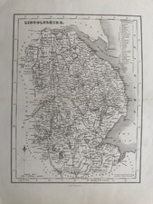 1833 Antique Map; Lincolnshire