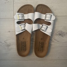 Moshulu White Leather Cork Footbed Sandals 8