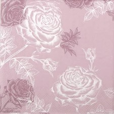 4x Single Paper Napkins for Decoupage and Party - Etching Roses - rose