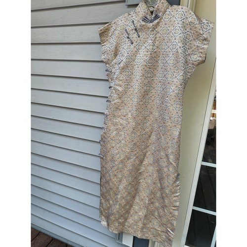 Vintage gold blue brocade - vintage,