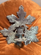 Stunning Metal Copper Leaf Candle Holder Wall Mountable For Candle Stick Vintage