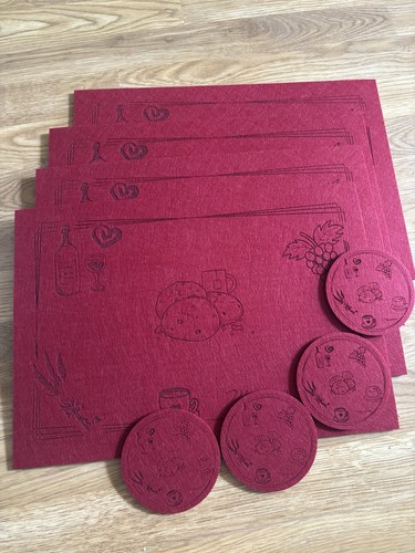 Set red felt placemats - of,