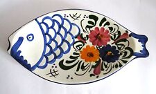 Spanish Fish shaped Plate Platter Snacks Plate Hand Painted Floral Design
