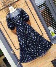 Gorgeous Monsoon Hele Size 22 Embroidered Navy Floral Midi Dress