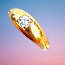 Edwardian 18ct Gold Solitaire Diamond Gypsy Ring 1907 Delightful