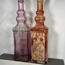 Pair LA MEDITERRANEA Hand made Recycled Hand-blown Glass Bottle Spanish