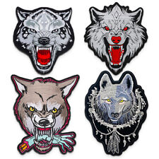 Fierce Wolf Embroidered Iron on Large Patch Applique for Motorcycle Biker Vest