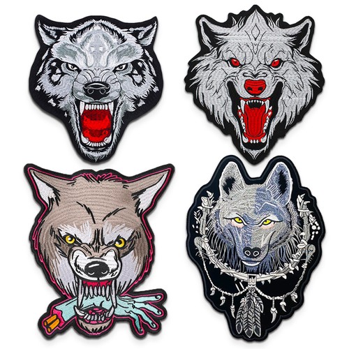 Fierce wolf embroidered iron - embroidered,