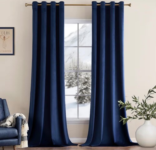 Velvet curtains navy - blue, 2
