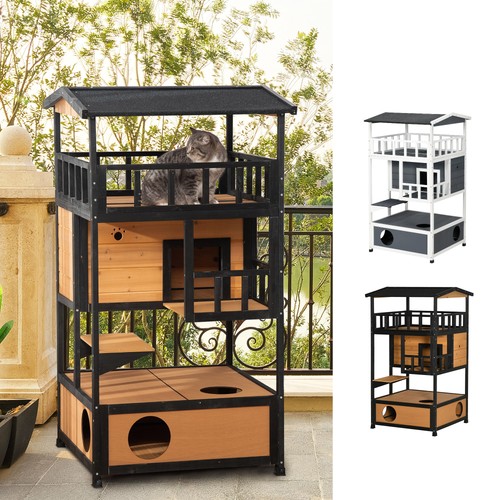 Wooden outdoor cat house - outdoor,