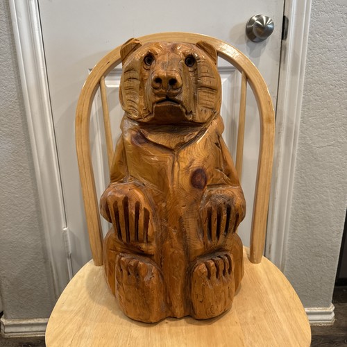 Hand carved wooden bear - hand-carved,