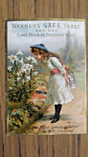 Warner's Safe Yeast Dry Hop USA  Trade Advert c 1890 Girl Smelling Flowers
