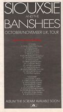 SIOUXSIE And The Banshees 1978 Tour UK Poster size Press ADVERT 10x7 inches