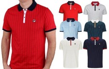 FILA Men's BB1 Classic Vintage Polo Collared Shirt Short Sleeve Stripe Top S-4XL