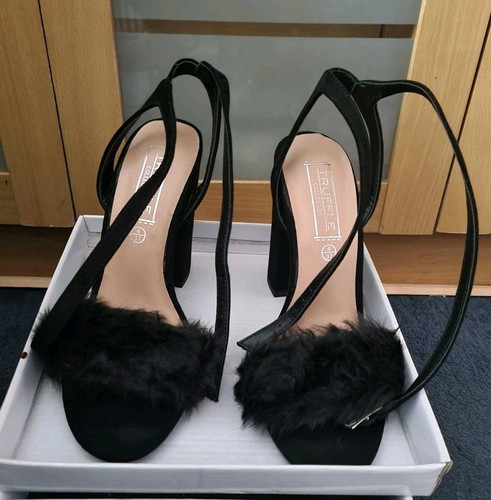Strappy fluffy shoes black - shoes,