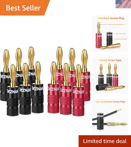 Black red banana plugs 24k - black,