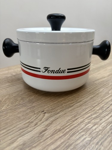 Fondue enamel pot with lid - fondue,