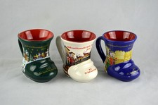 Mohaba Xmas Market x3 Mulled Wine Mugs / Cups - Boot Shaped - 4" Tall