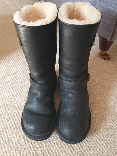 Ugg black leather ankle biker - leather,