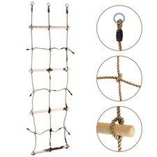 Kids Climbing Net Sturdy Structure Rope Double Ladder for Outdoor Playground Fun