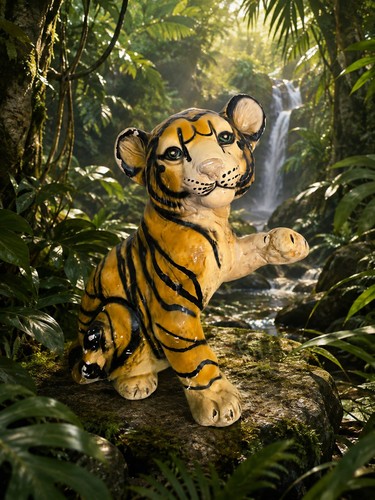 Large tiger cub - large, ceramic
