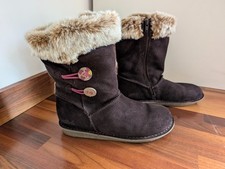 Clarks brown suede wedge winter boots size uk 5.5 F eu 38.5 wide fit