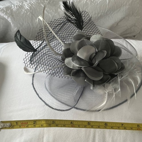 Ladies fascinator grey black - fascinator, &