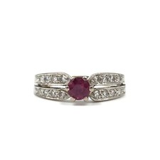 750 white gold ruby ring 18ct gold jewelry diamond 18.1mm/57 ruby diamond J.B.