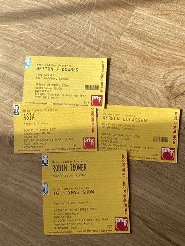 Used rock prog gig tickets - 5x,
