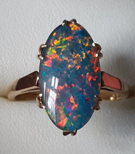 Black Opal Ring 18ct Gold Size