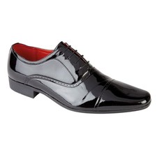Mens black patent - black, lace