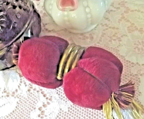 Large vintage red velvet pin - vintage,