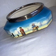 Dutch Seascape Scene English FLOSMARON Make Silver Rimmed Dish / Bowl  4318 Avon